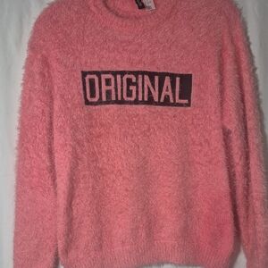 Original Penguin Pink Fuzzy Crew Neck Sweater